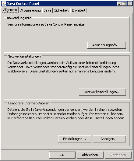 Java Control Panel