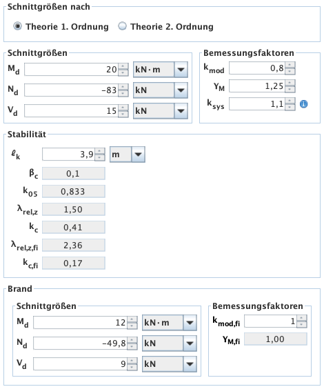 Eingabe - Schnittgrößen